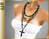 aYY-black multi chains Cross long necklace