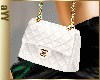 aYY-gold chain white leather purse