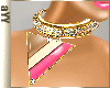 aYY-pink beige brown triangle gold diamond necklace