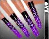 small hands with sparkly diamond nails black purple
