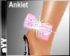 aYY-Pink Bow Diamond double anklets