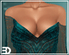 Teal Sheer Belt Gown