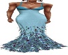 SEXY BLUE FEATHER GOWN