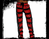 pants piel red and black