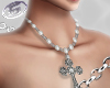 ᔕ.Pearl Cross Necklace