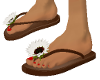 brown flip flops  /white
