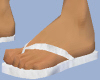 White Velvet Flip Flops