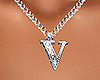 Letter V Necklace Silver