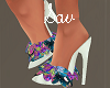 Frilly Heels-Multi/White