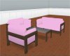 Pink ratten couchw/poses
