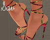 Red/Gold Wrap Heels