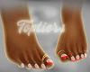 Red pedi W/toe ring