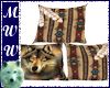 3 Native Wolf Pillows 