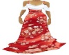 red white floral  gown