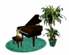 (SK) Teal Piano w/plant