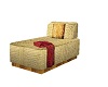 gold n red wicker chaise