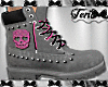 Gray Pink Skull Boots