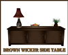 BROWN WICKER SIDE TABLE