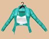 Teal Leather Jacket /Top