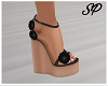 Flowers Heels Black