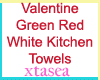 V Green White Red Towels