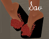Fur Wedges-Red/Black