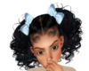 Blue Bow Curly Pigtails