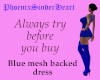 Blue mesh backed dress