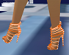 Orange White Strip heels