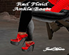 Red Plaid Ankle Boots