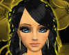 black hair with gold