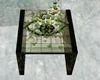 GREEN GLASS SIDE TABLE