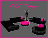 Black & Pink Couch Set