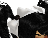 Black white hair bow
