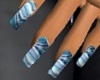 blue/white dainty nails