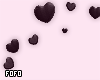 black floating hearts