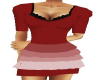 {D}Red ruffle dress