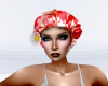 Red Patterned Shower Cap