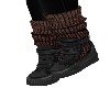 BROWN KNIT&LEATHER BOOTS