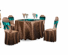 Teal and brown table