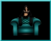 Teal chair with poses