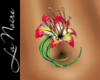 Red Orchid Belly Tattoo