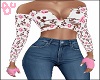 Jeans Pink Flowers Top