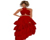 red ruffle gown