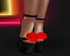 Red Pompom Heels