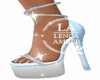 Blue and white heels