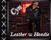 Leather w Hoodie Down