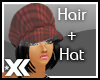 xK* Black hair+ hat red
