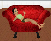 -Red silk cuddle chair-
