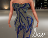 Strapless Gown-Blu/Gold